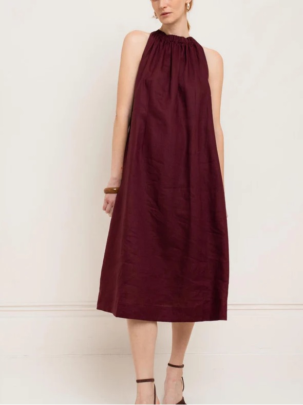 Paper Label Lilian Linen Dress In Fig